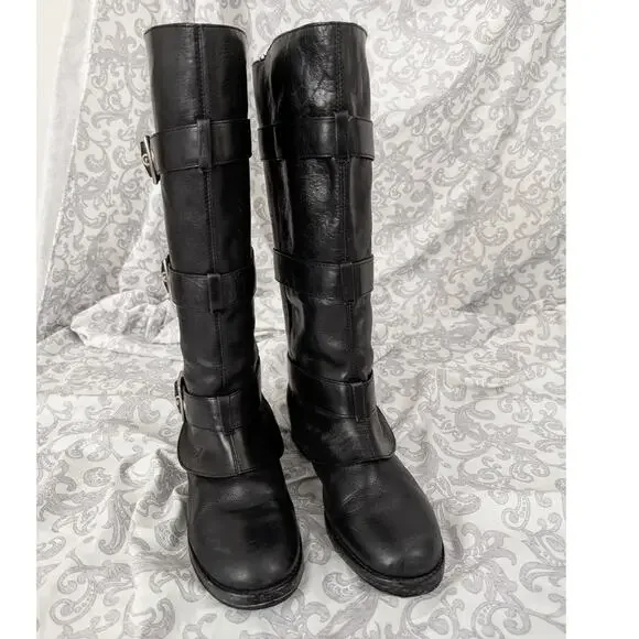 Coach Jordan tall black leather moto riding boots size 6 - Picture 4 of 15